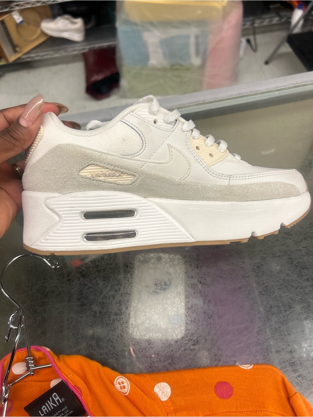 Nike Women’s White & Light Gray Platform Air Max Sneaker - Picture 2 of 3